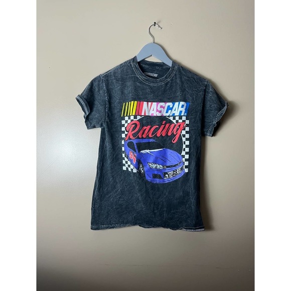 Nascar Racing Graphic Tee Shirt Sz XS Acid Wash Short Sleeve Top - Picture 1 of 5